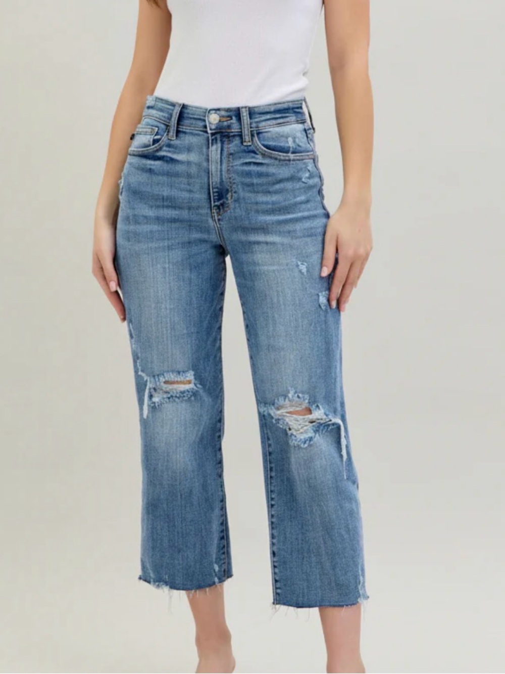 Judy Blue destructed jeans.